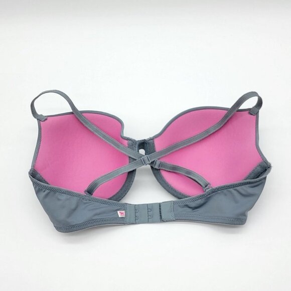 PINK Victorias Secret Wear Everywhere Demi Bra Size 32D Demi Buste Bra Gray - Picture 8 of 11